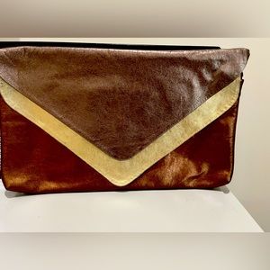 Leather multi metallic clutch